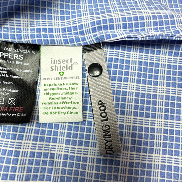 Craghoppers Shirt Men XXL Blue Insect Shield Lightweight Snap Up Camping Fishing - Picture 8 of 14